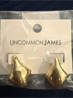 Uncommon James Shiny Gold Sculpted Drop Studs